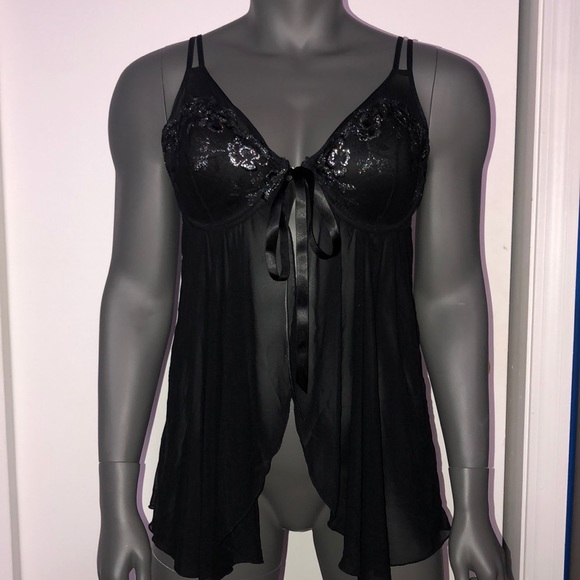 2 Black& silver lingerie top, bottom not included. - Picture 1 of 5